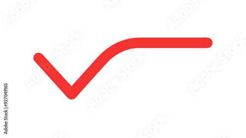 a red checkmark symbol. It is a simple, stylized checkmark with a slightly curved top line, often used to indicate correctness or completion