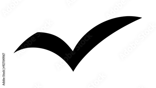  a black check mark or tick symbol on a white background. It is a simple, bold design with a curved shape, often used to indicate correctness or completion