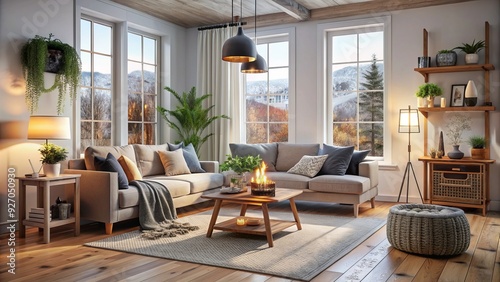 - Concept  Scandinavian hygge  minimalist comfort