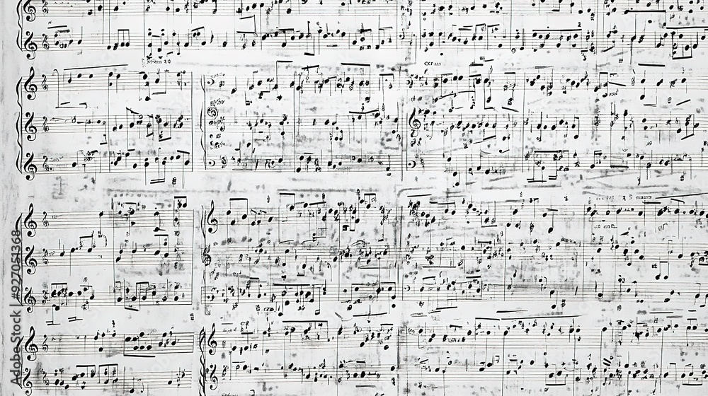 Colorful musical notes pattern on sheet music Colorful musical notes pattern on sheet music