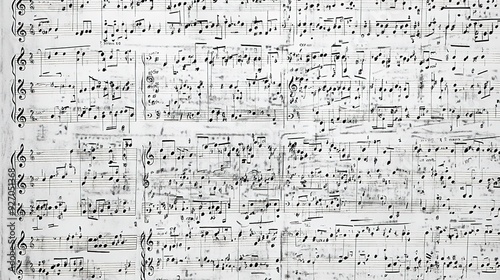 Colorful musical notes pattern on sheet music