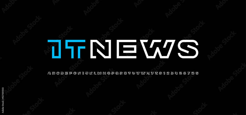 Obraz premium Futuristic font alphabet, hi-tech technology style