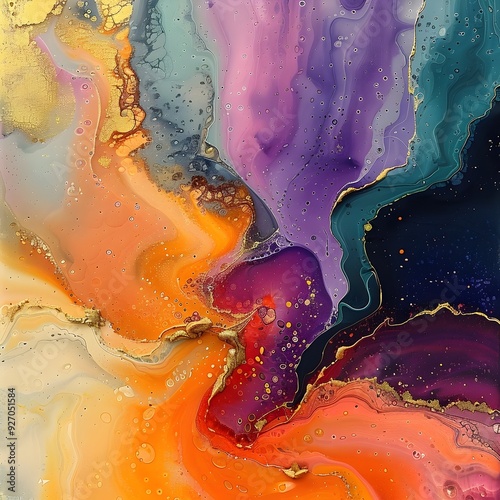 Mesmerizing Fluid Art Technique with Captivating Color Combinations and Organic Shapes photo