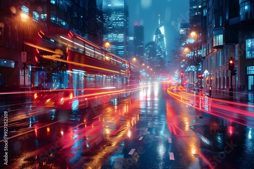 Glowing Cityscape of Vibrant Nighttime Metropolitan Skyline