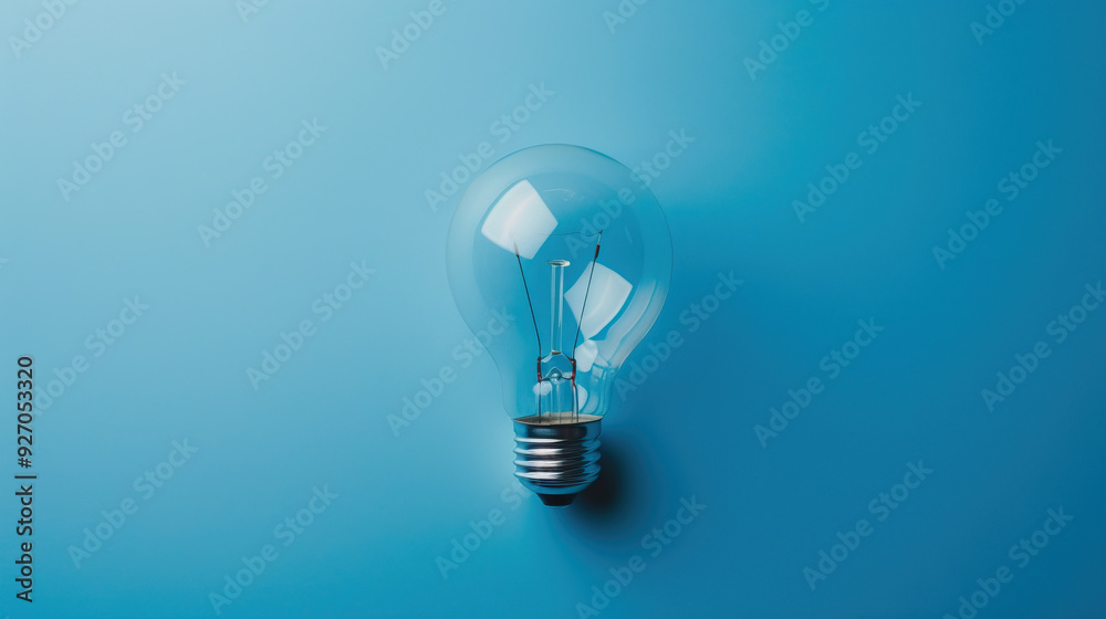 Single light bulb on a blue background symbolizing an idea Single light bulb on a blue background symbolizing an idea