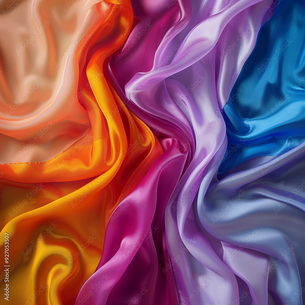 Fototapeta premium Luxurious synthetic fabric Abstract satin background with soft pastel waves, gradient colors for functional or product design. Beautiful. 