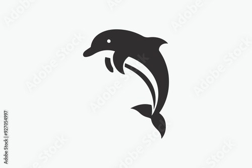 dolphin jumping vector, cute dolphin vector on white