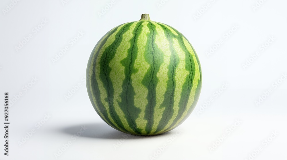 Single whole green watermelon on a white background. Single whole green watermelon on a white background.