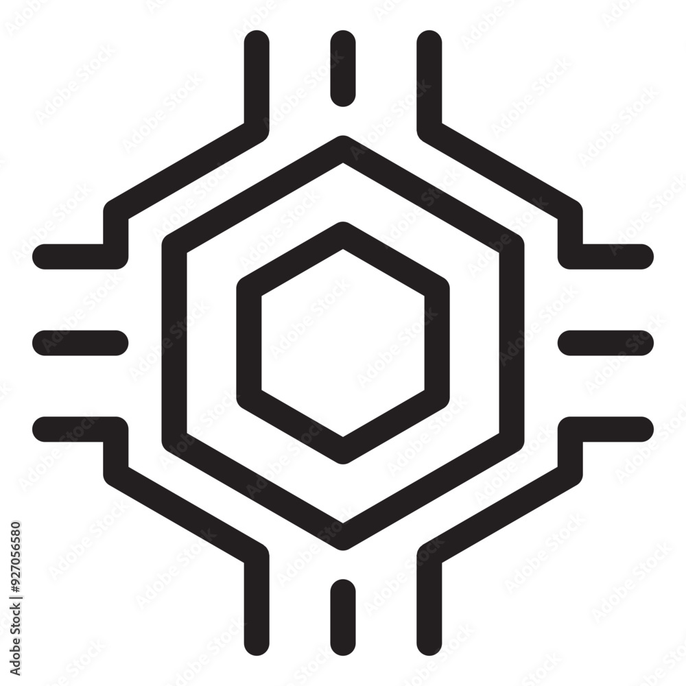Computer chip icon in thin line style vector illustration graphic design Computer chip icon in thin line style vector illustration graphic design