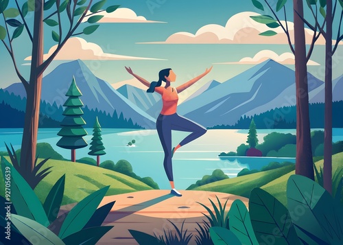 A woman doing yoga illustration