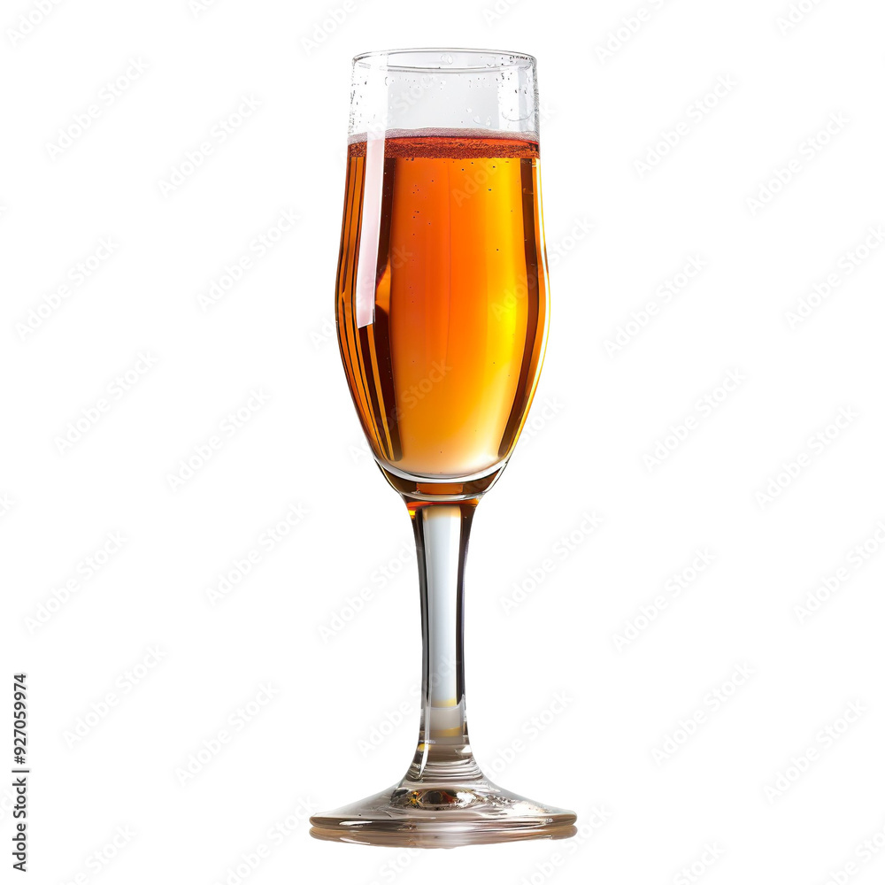 Front view of a saison in a flute glass isolated on a white transparent background Front view of a saison in a flute glass isolated on a white transparent background
