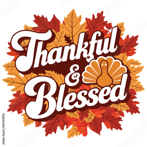 Wallpaper Mural Thankful & blessed , happy Thanksgiving SVG   t-shirt design Torontodigital.ca