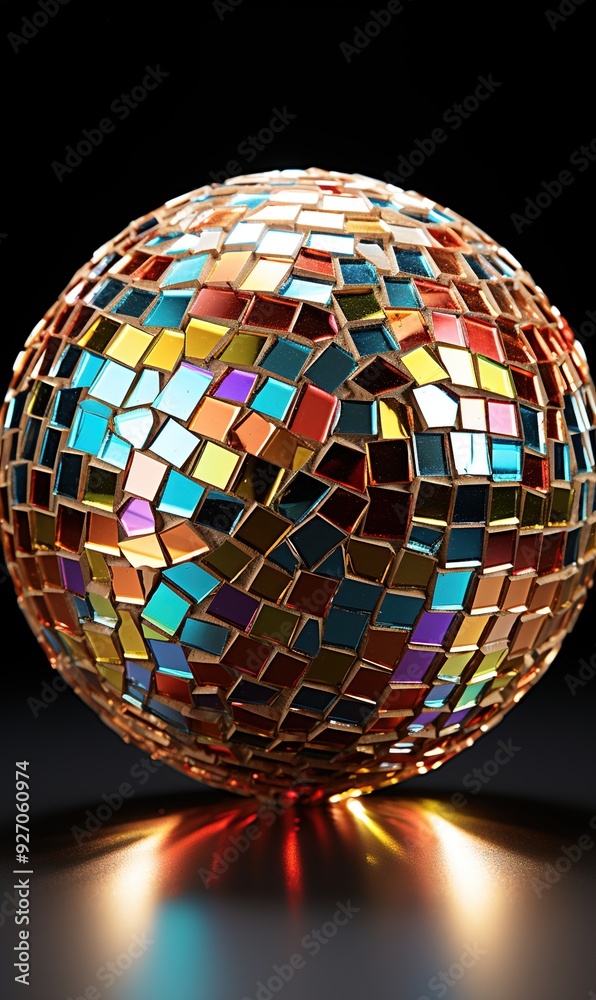 Obraz premium Metallic polygonal chrome sphere or disco ball 