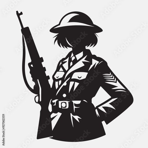 woman soldier with a gun