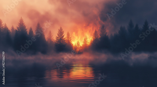 smoke on the water, a fire in the sky, forest