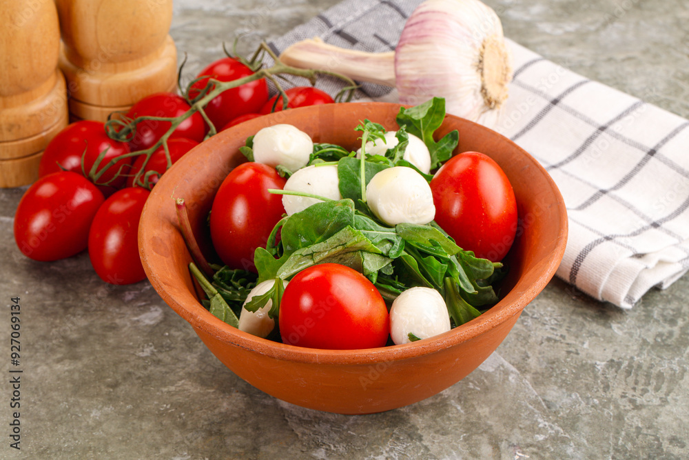 Salad with mozzarella and arugula Salad with mozzarella and arugula