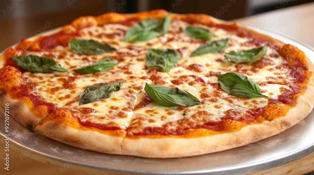 Fresh Margherita Pizza with Basil Topping Fresh Margherita Pizza with Basil Topping