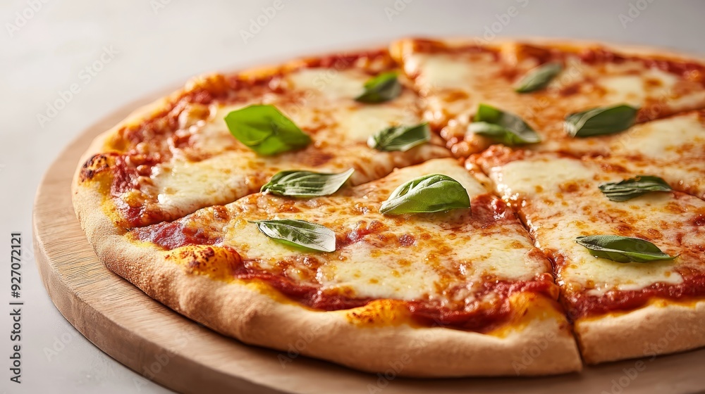 Fresh Margherita pizza with basil leaves Fresh Margherita pizza with basil leaves