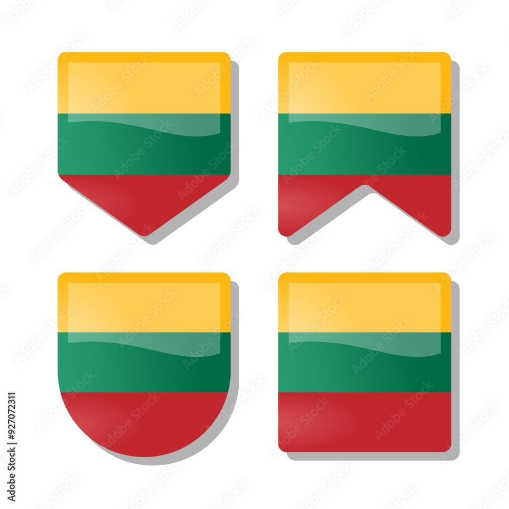 Lithuanian flag in various shapes, ideal for design elements, decorations, banners, emblems, promotions, events, holidays, icons, posters and more. Editable and scalable vector EPS Lithuanian flag in various shapes, ideal for design elements, decorations, banners, emblems, promotions, events, holidays, icons, posters and more. Editable and scalable vector EPS