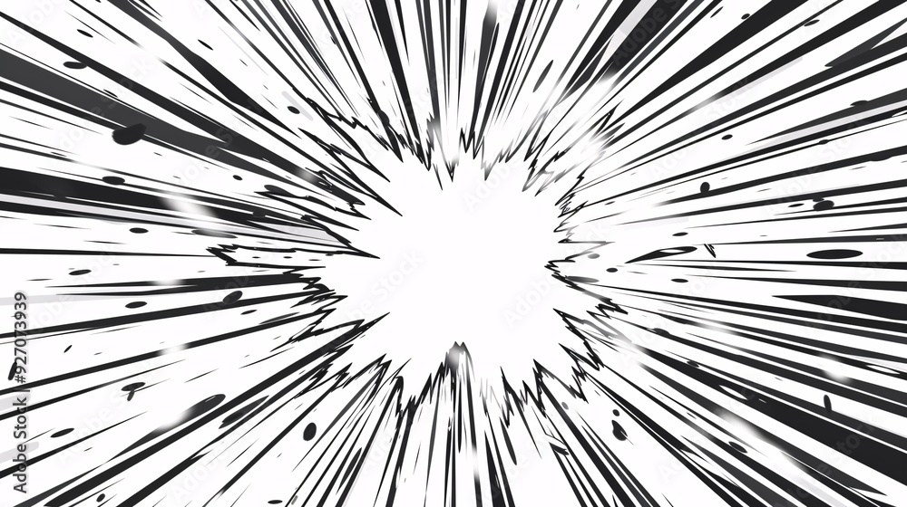 Naklejka premium Dynamic visual elements for comic action scenes, featuring motion lines and burst effects on a white background.