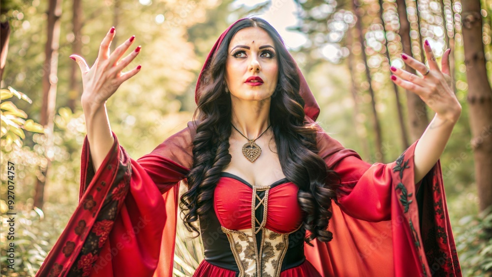 fantasy woman witch creates magic hands fantasy woman witch creates magic hands