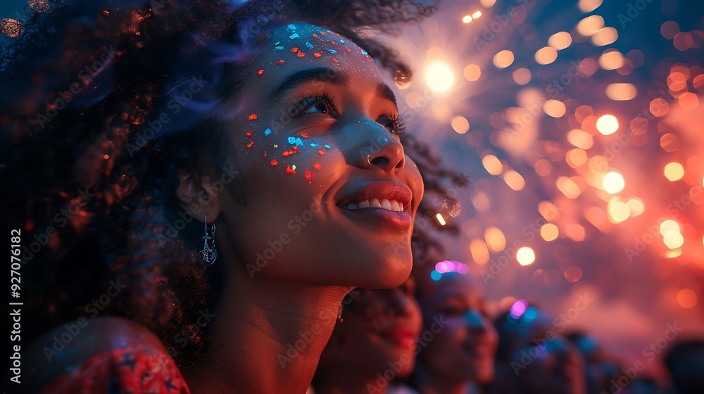 American people watching fireworks display American people watching fireworks display