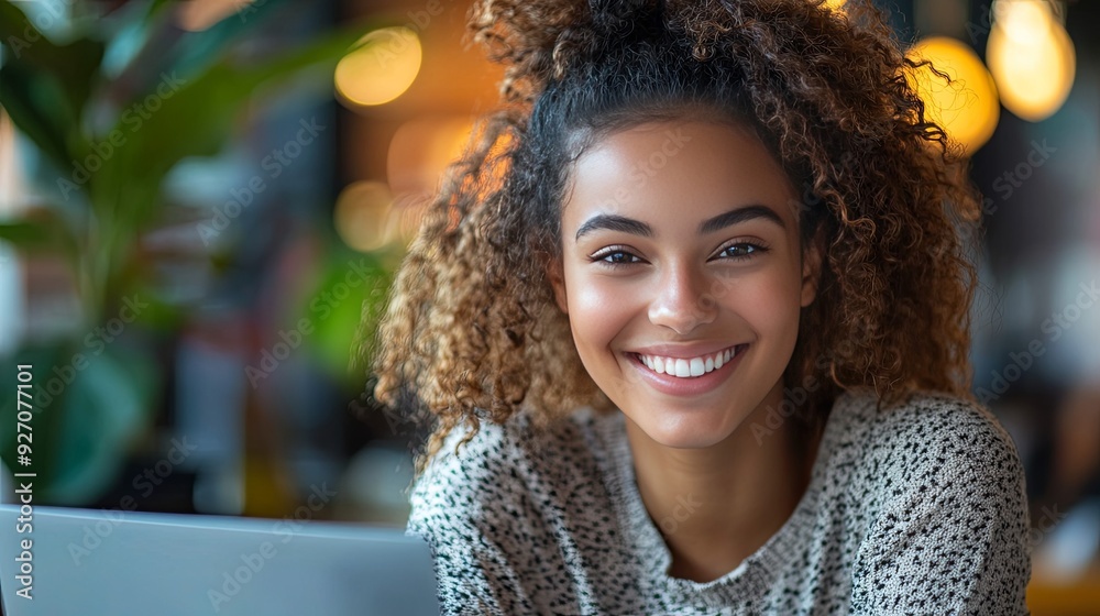 Happy Remote Worker. Technology and Happiness Concept Happy Remote Worker. Technology and Happiness Concept