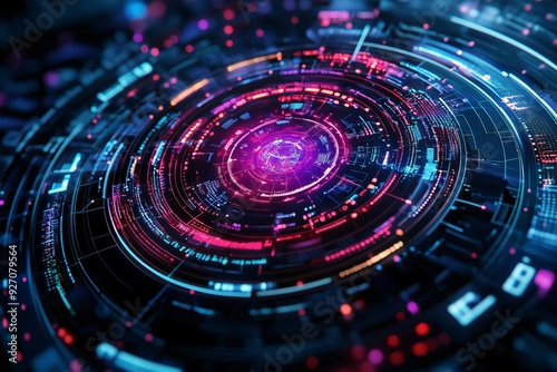 Wallpaper Mural Vibrant digital swirl design with glowing elements, representing technology and innovation in the modern digital era. Torontodigital.ca