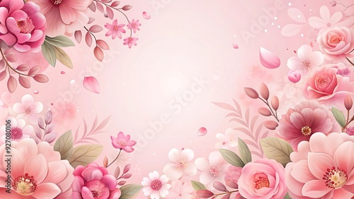 Pink Floral Background with Copy Space.