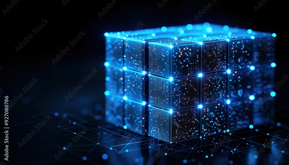Naklejka premium Abstract digital isometric blockchain 