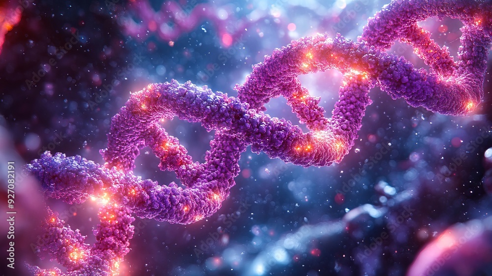 A 3D rendering of a double helix of a dna molecule A 3D rendering of a double helix of a dna molecule