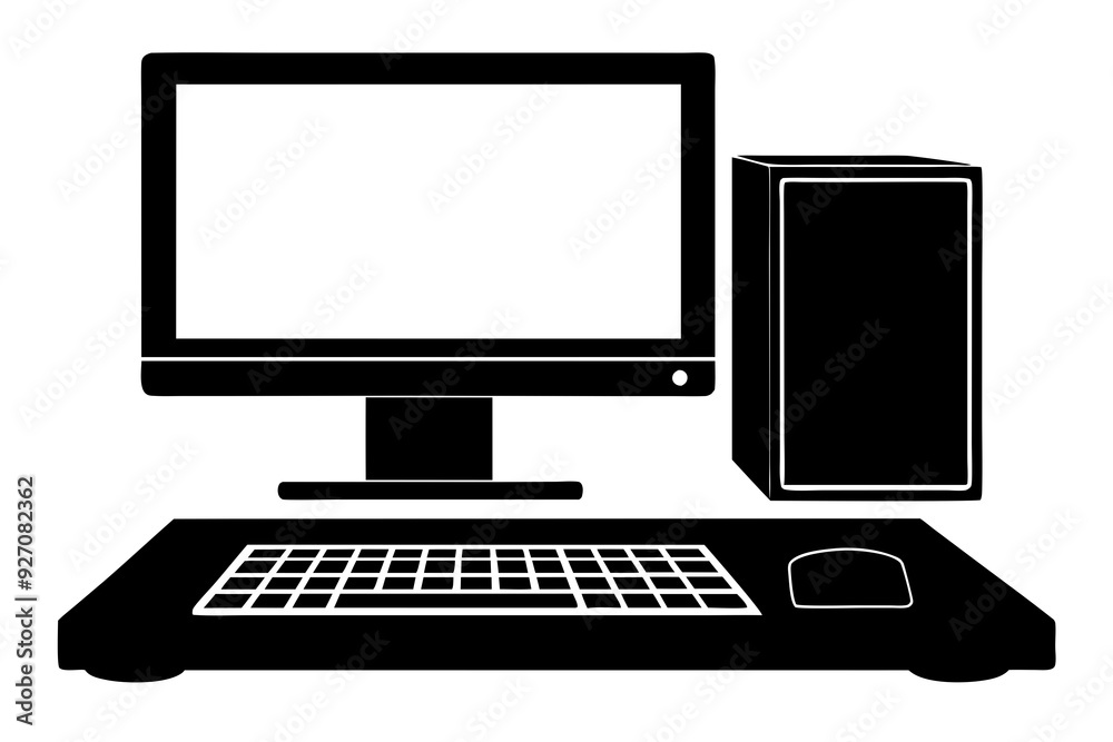 Desktop Computer Silhouette vector illustration Desktop Computer Silhouette vector illustration