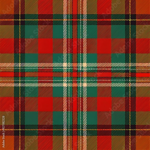 Red, Green, and Orange Plaid Pattern.