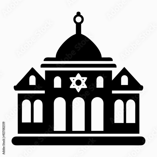 synagogue Vector Icon, Jewish Temple: place of worship for Jews.