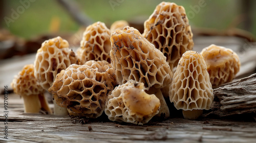 Fresh morels, gourmet delicacy, basket.