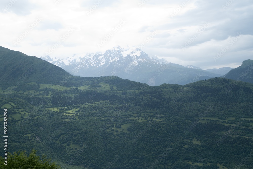 Fototapeta premium beautiful mountains landscape annd nature in svaneti georgia