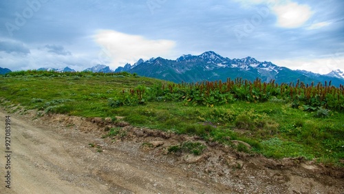 beautiful mountains landscape annd nature in svaneti georgia