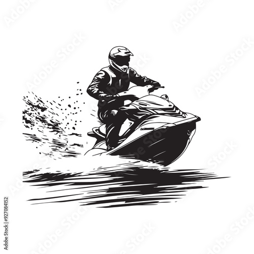 Jet ski Action sport man riding water scooter Vector Image isolated on white background