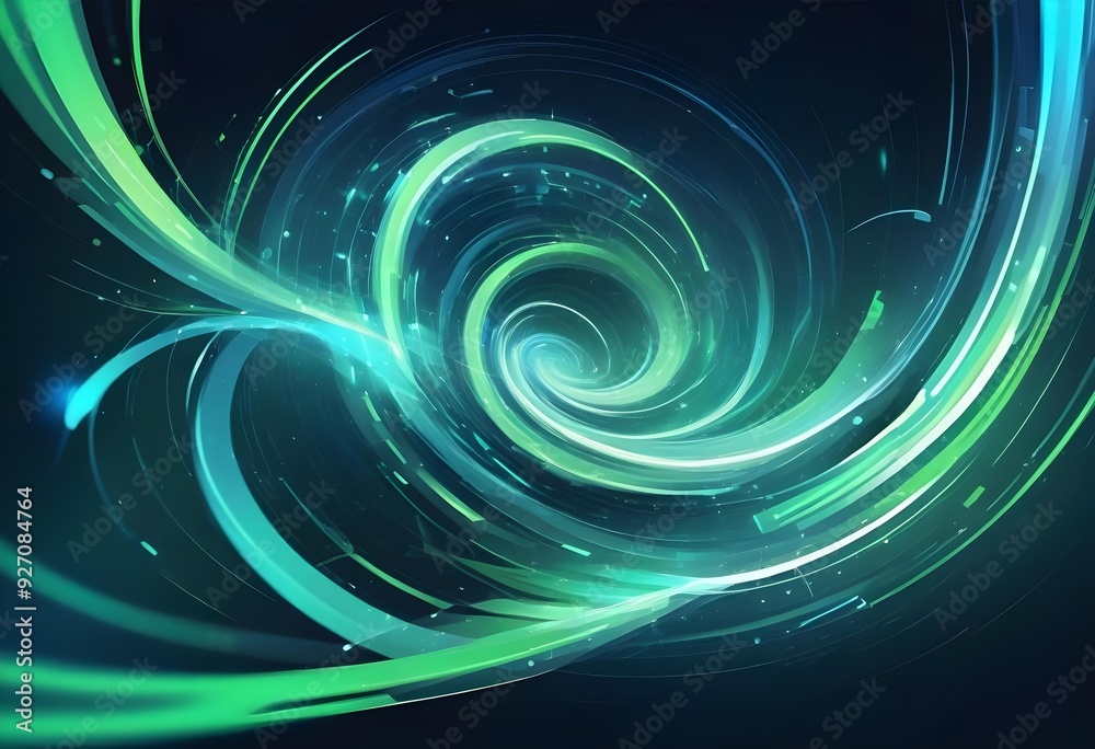A dynamic representation of digital technology speed with swirling blue and green streams of light on a soft-focus background, incorporating elements of cyber nano information and abstract communicati A dynamic representation of digital technology speed with swirling blue and green streams of light on a soft-focus background, incorporating elements of cyber nano information and abstract communicati
