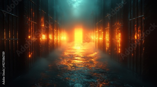 Wallpaper Mural Glowing Prison Corridor Torontodigital.ca