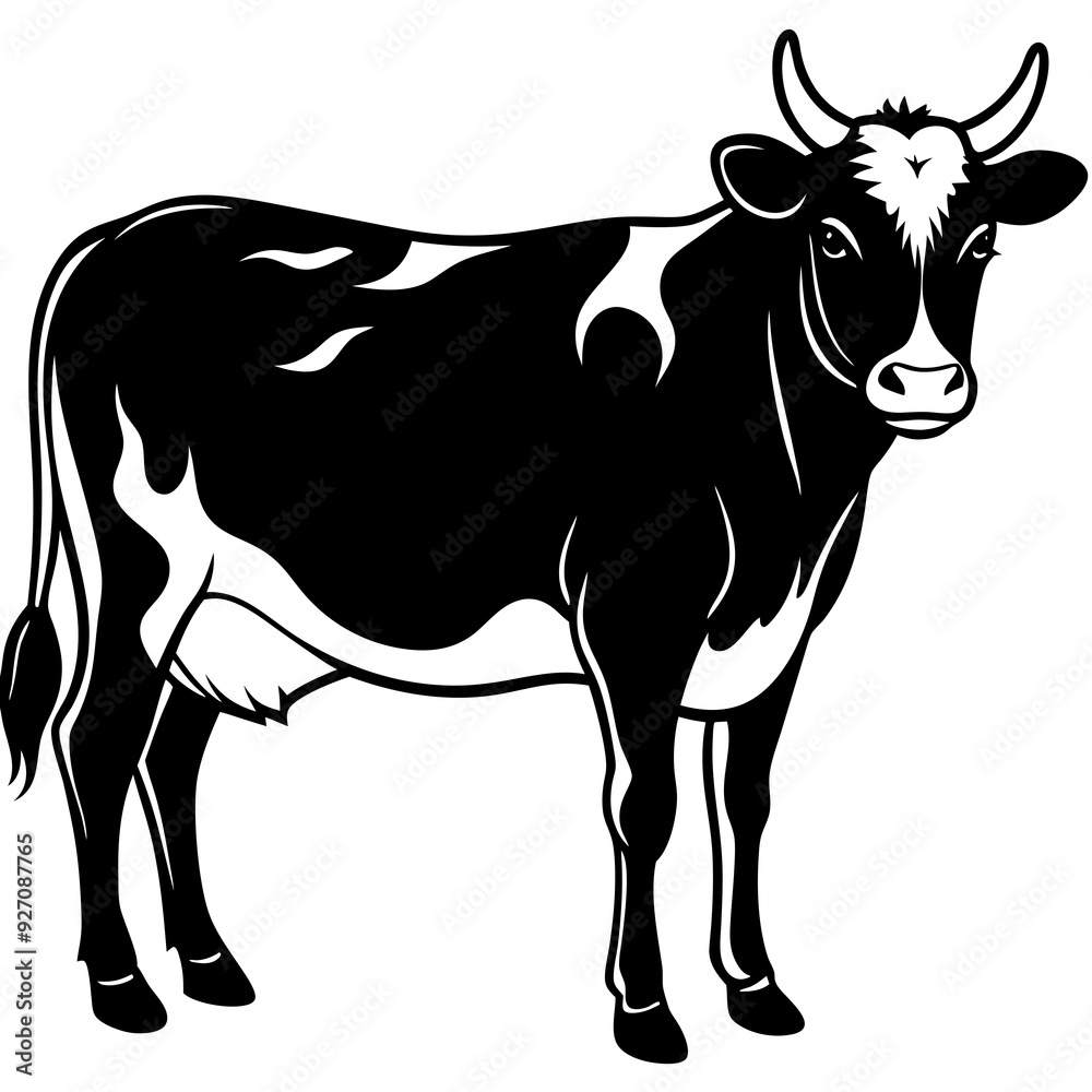 Fototapeta premium black and white cow vector illustration 