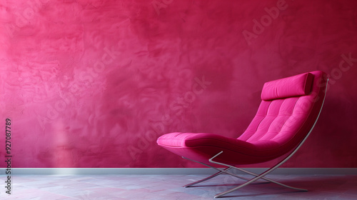 Dark pink fuchsia modern minimalistic interior background wall mockup 3d render