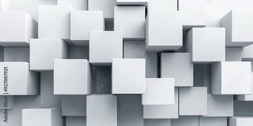 Abstract arrangement of white cubes creating a modern and minimalist background texture for various design projects. Abstract arrangement of white cubes creating a modern and minimalist background texture for various design projects.