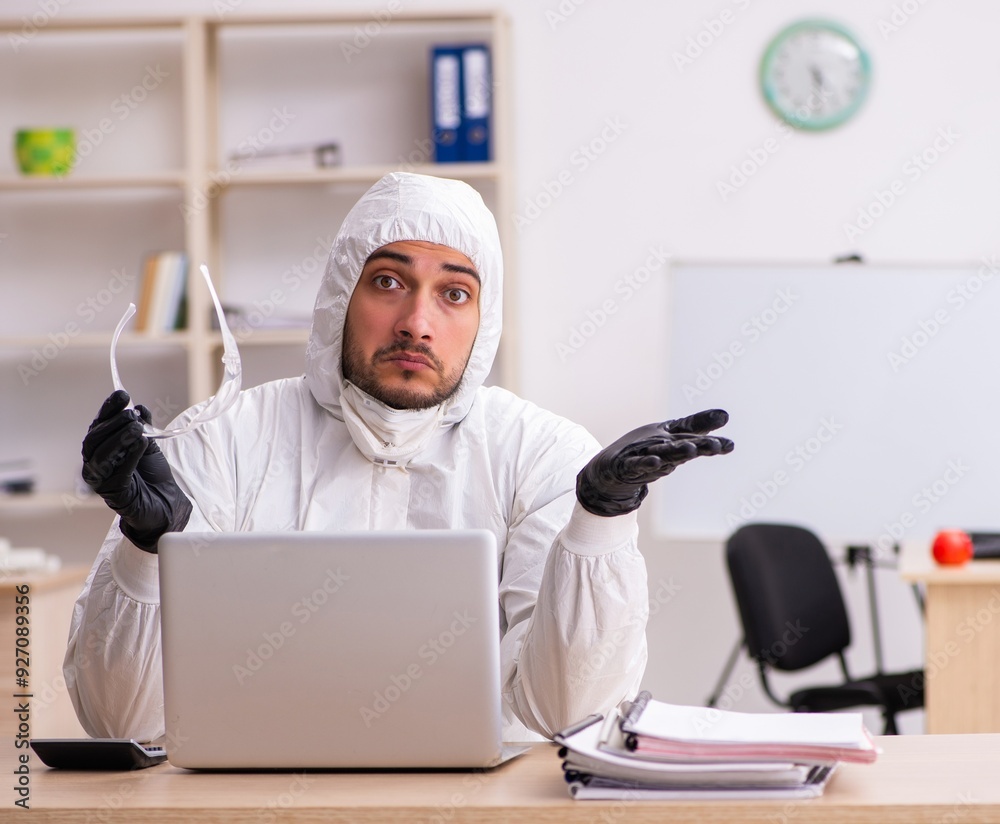Office worker working in quarantine self-isolation
