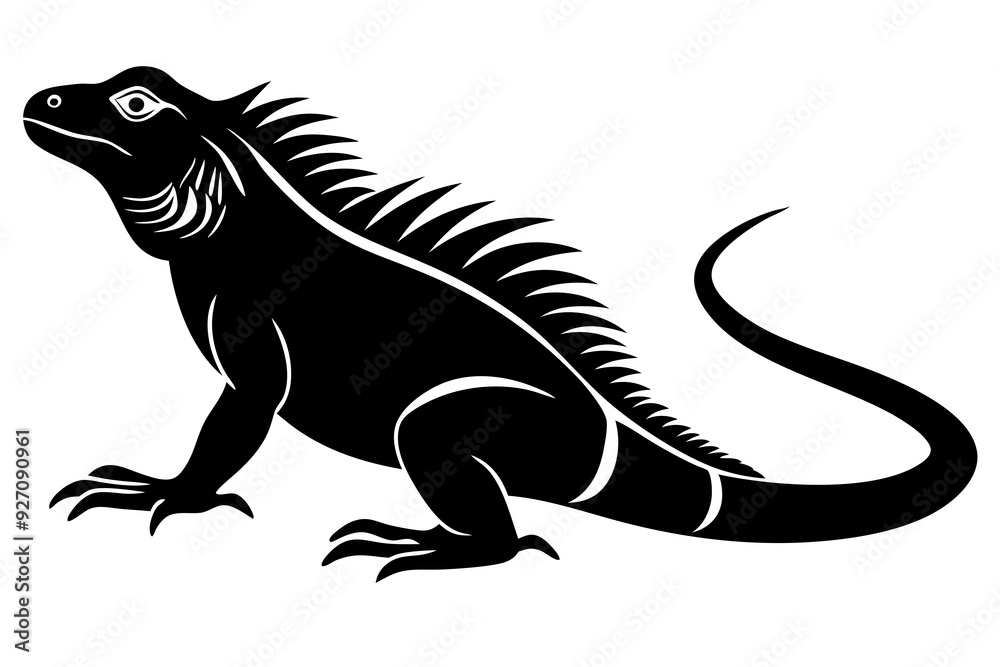 Iguana side view silhouette vector illustration Iguana side view silhouette vector illustration
