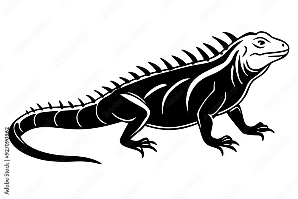 Iguana side view silhouette vector illustration Iguana side view silhouette vector illustration