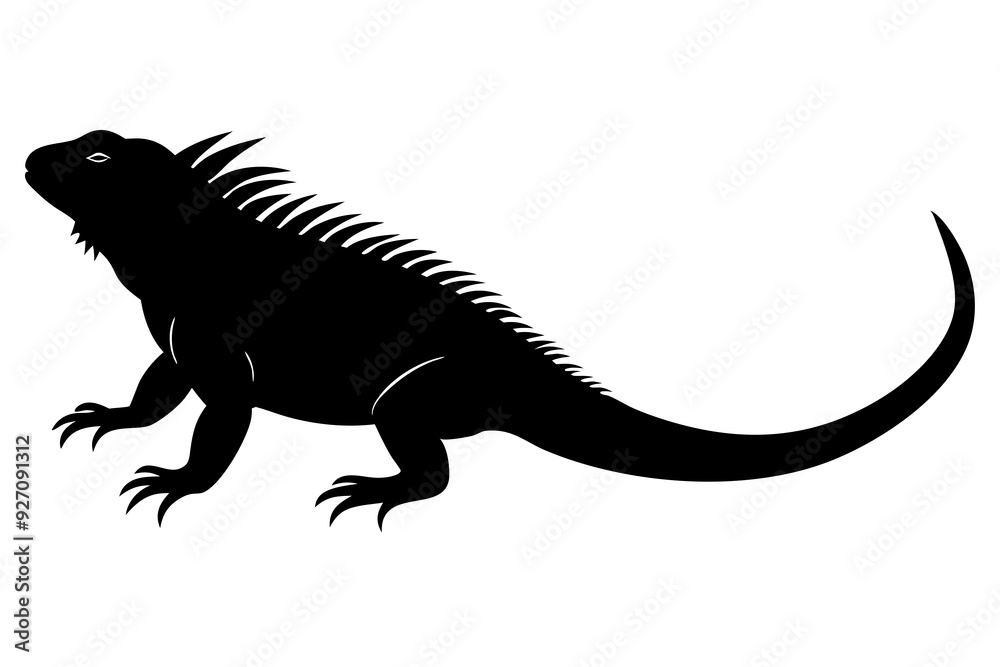 Naklejka premium Iguana side view silhouette vector illustration 