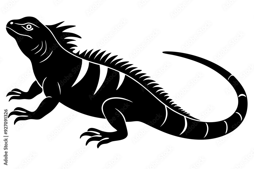 Iguana side view silhouette vector illustration Iguana side view silhouette vector illustration