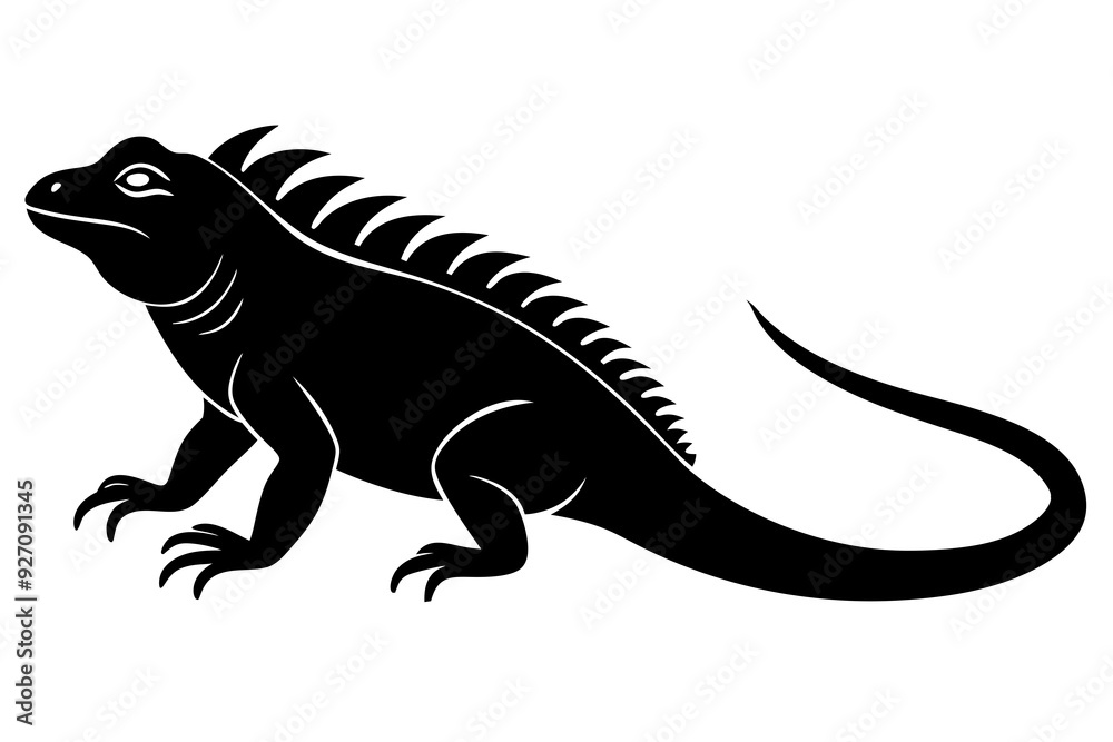 Iguana side view silhouette vector illustration Iguana side view silhouette vector illustration