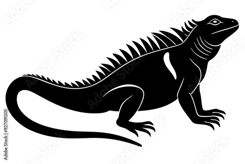 Iguana side view silhouette vector illustration 